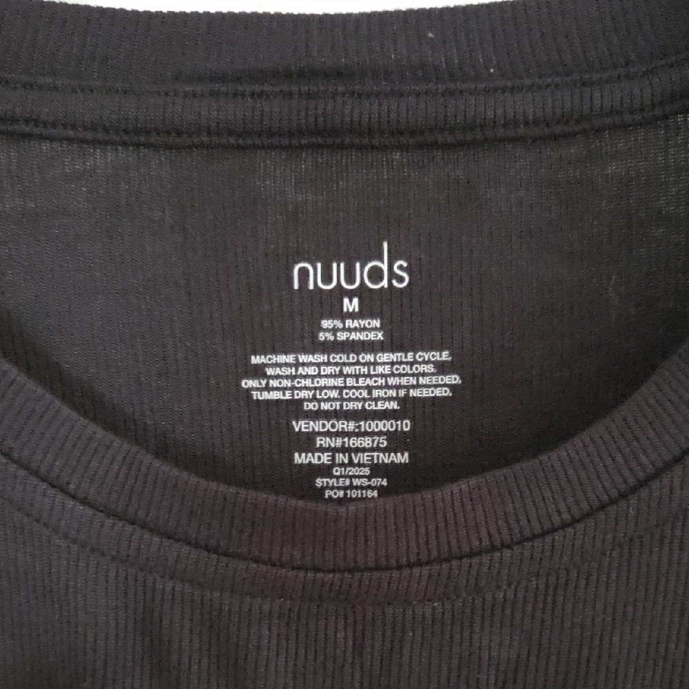 Nuuds Black Ribbed Top - Picture 2 of 3